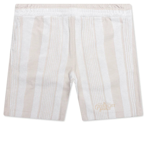 Bermuda Shorts with Stripes White Beige