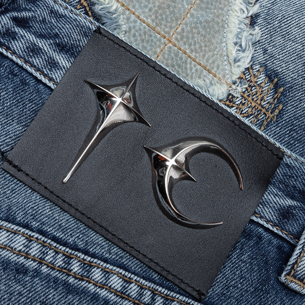 Bone Leather Denim Pants Blue