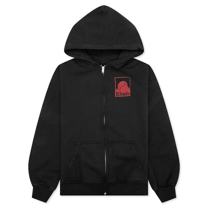 Moonlight Badge Full Zip Hoodie Vintage Black