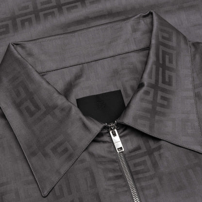 Short Sleeves Boxy Fit Zipped Shirt Titanium