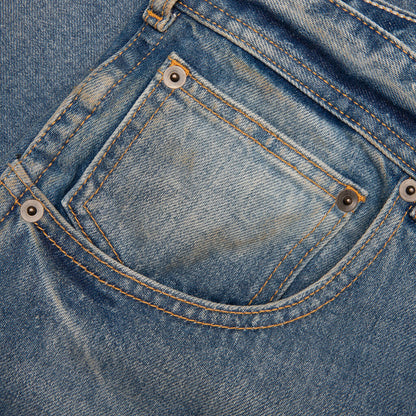 Straight Leg Cropped Jeans Washed Blue