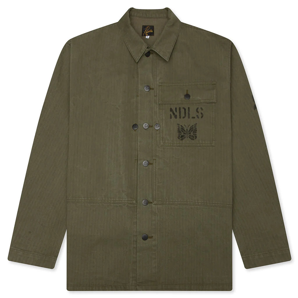 Cotton Herringbone P 44 Jacket Olive