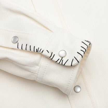 White Drill Shirt With Mending Lily White