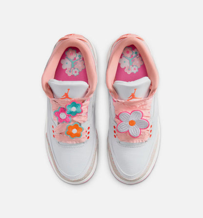 Air Jordan 3 Retro Spring Flowers Grade School Lifestyle Shoe Pearl Pink Pink Bloom Pink Glow Hyper Orange