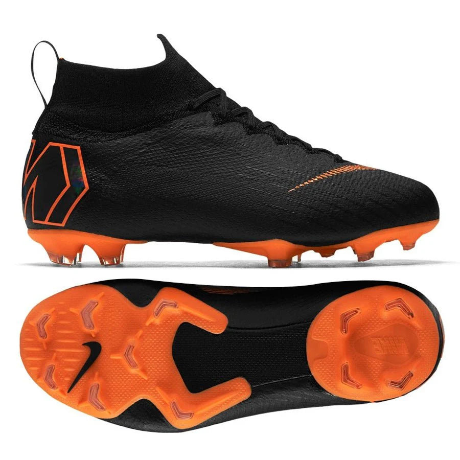 Nike JR Superfly 6 Elite FG Firm Ground Youth Soccer Cleats Black Total Orange White