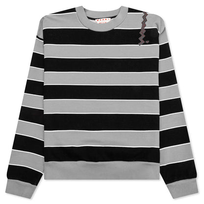 Striped Mending Logo Sweatshirt Black