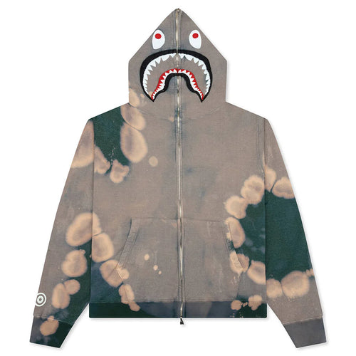 Hand Dye Shark Full Zip Hoodie Green