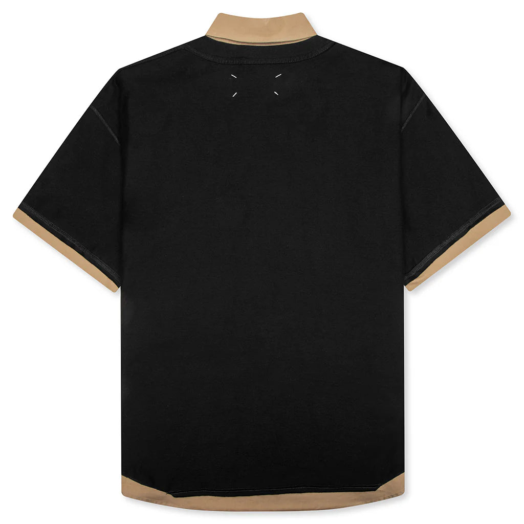 Layered Polo Shirt Black Camel