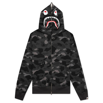 Color Camo Shark Full Zip Hoodie Black