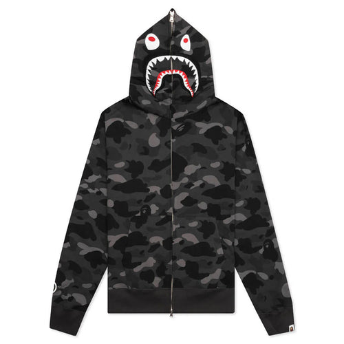 Color Camo Shark Full Zip Hoodie Black