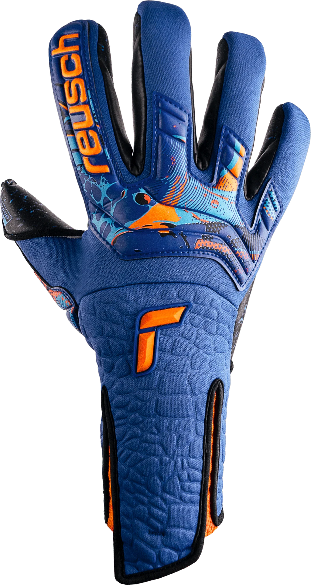 Reusch Attrakt Fusion Strapless Adaptiveflex Goalkeeper Gloves Blue Orange Black