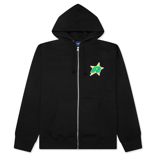 Star A Zip Up Hoodie Black