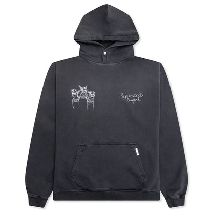 Hand Drawn Thoroughbred Dogs Hoodie Aged Black