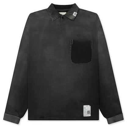 Sun Faded L S Polo Black