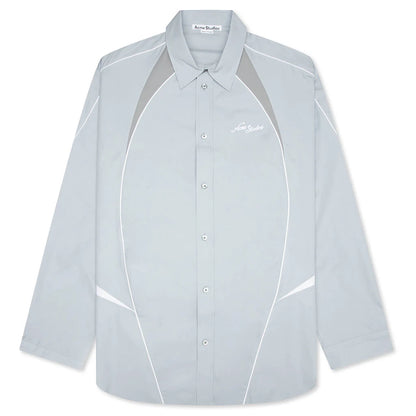 Embroidered Logo Button Up Shirt Cold Grey