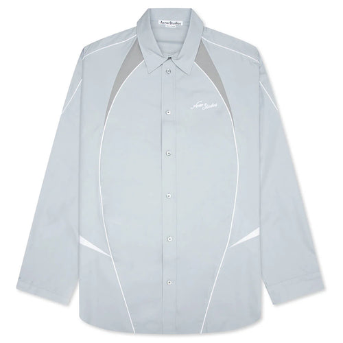 Embroidered Logo Button Up Shirt Cold Grey