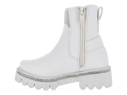 Botas Miroslava Blanco y Plata para Niña