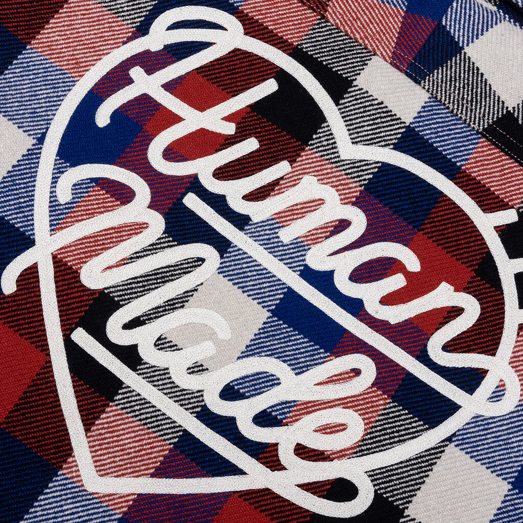 Wool Check Shirt Jacket Red