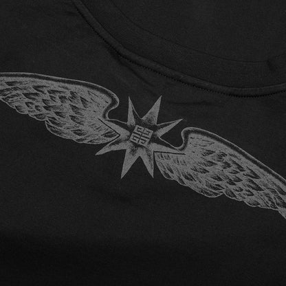 Wings Cotton T Shirt Black