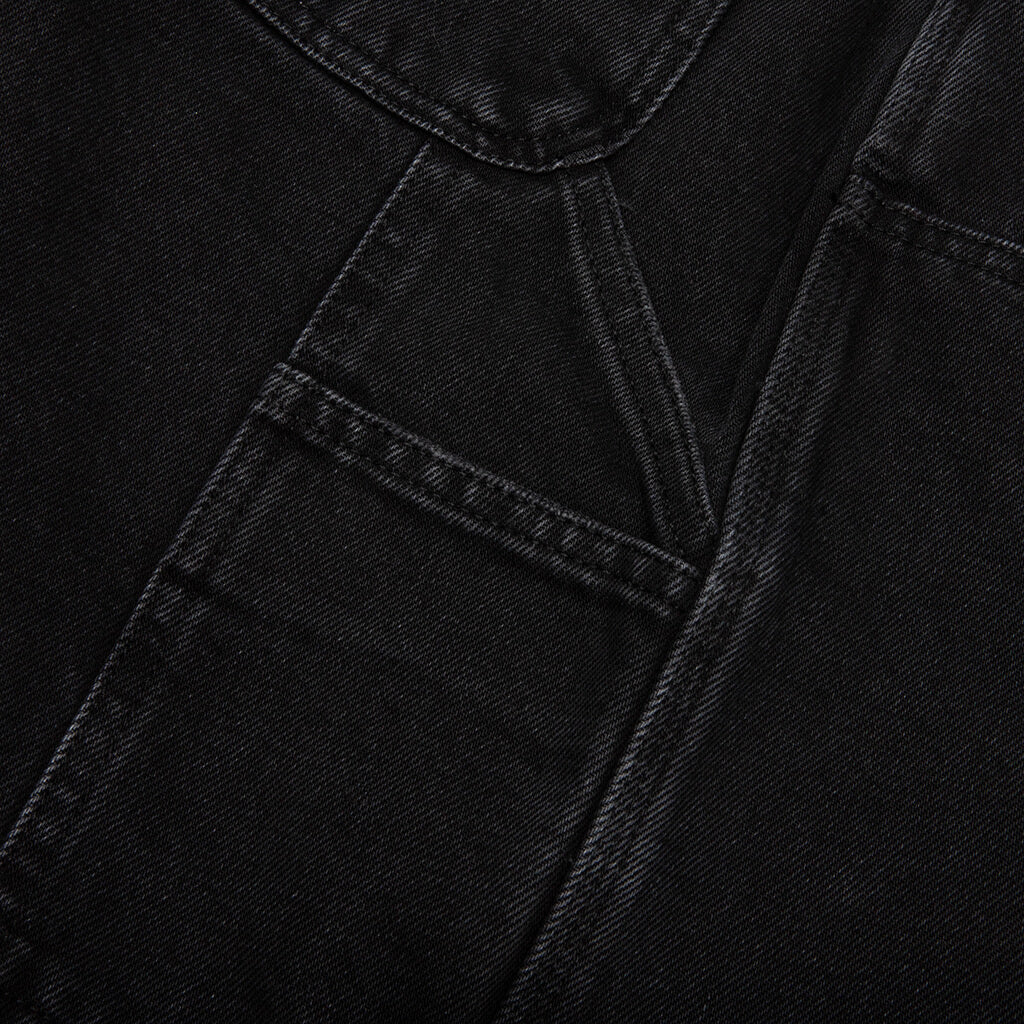 Double Knee Short Black Stone Washed
