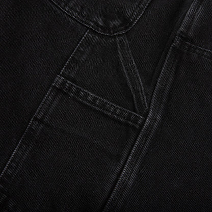 Double Knee Short Black Stone Washed