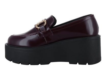 Mocasines Solie Plataforma Brillo Vino para Mujer
