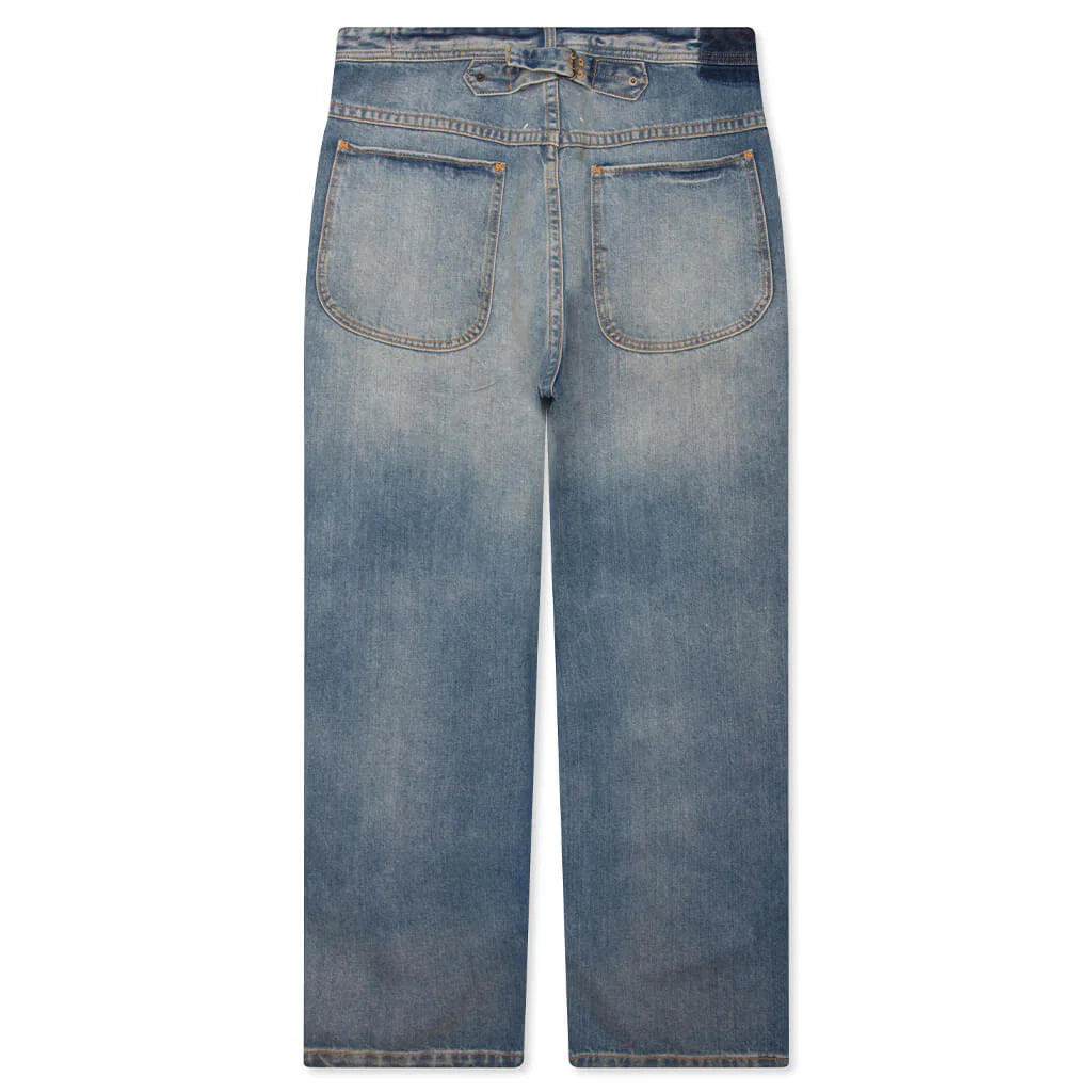 Straight Leg Cropped Jeans Washed Blue
