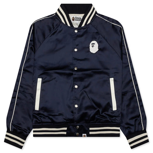 A Bathing Ape Nylon Varsity Jacket Navy