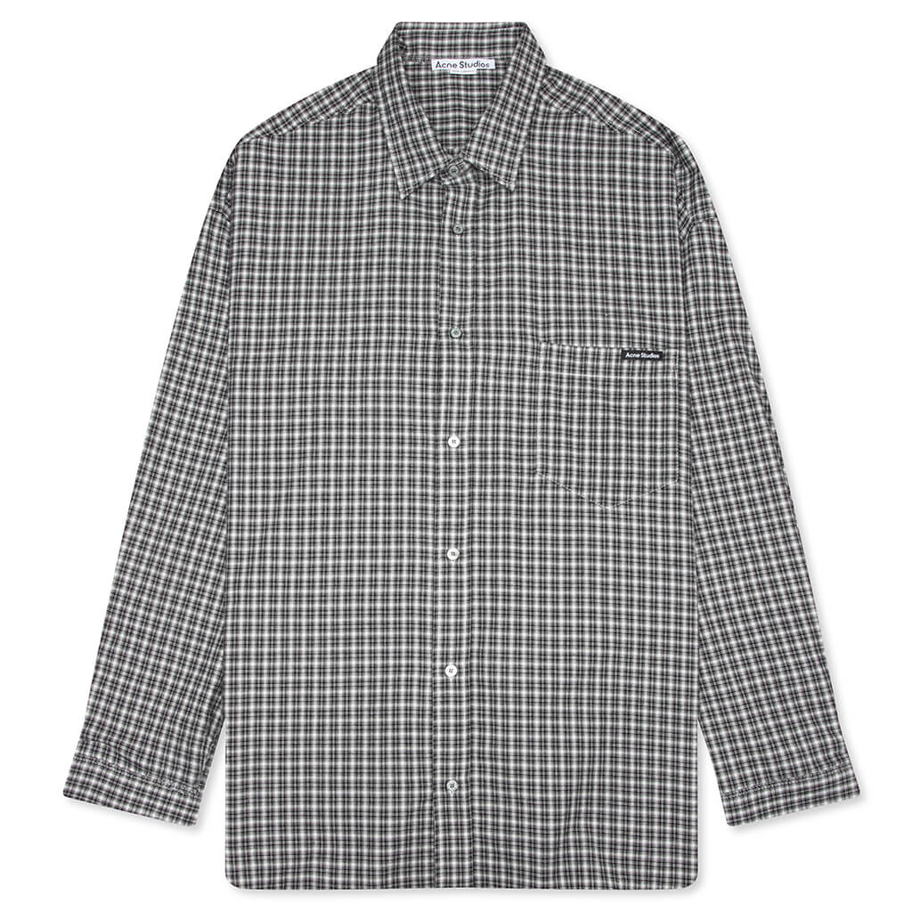 Flannel Button Up Shirt Black White