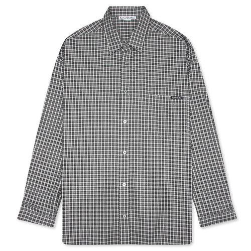 Flannel Button Up Shirt Black White