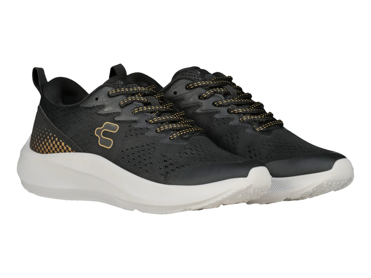 Tenis Charly Road Casual Negro y Oro para Mujer