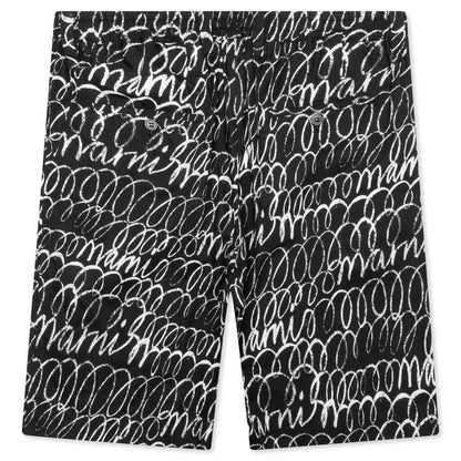 Scribbled Poplin Shorts Black