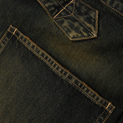 Sweat Pants Combined Denim Pants Indigo