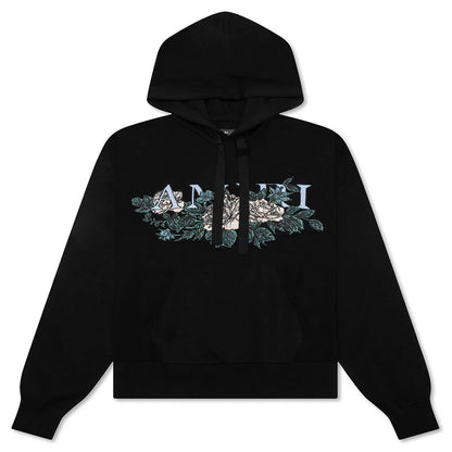 Floral Logo Hoodie Black