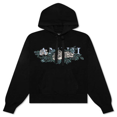 Floral Logo Hoodie Black