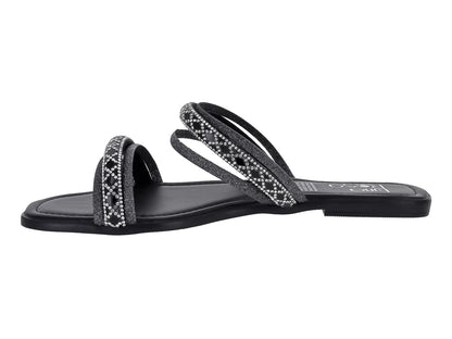 Sandalias de Piso Luna Rosa Rombo Negro para Mujer