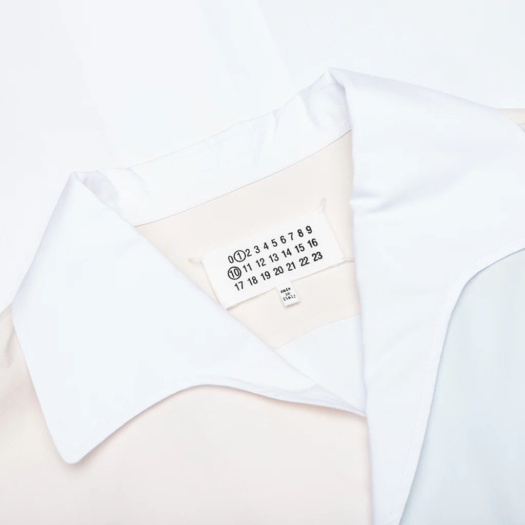 Short Sleeve Pocket Shirt White Cream Light Blue