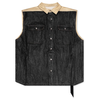 Sl Tommy Jumbo Sleeveless Denim Jacket Parchment Black