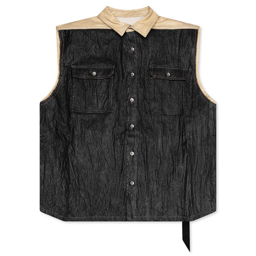Sl Tommy Jumbo Sleeveless Denim Jacket Parchment Black