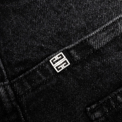 Slim Fit Denim W Zips Black White