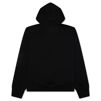 Fleece Hoodie With Unicorns Embroidery Black