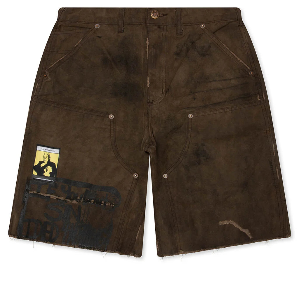 Sinned 4 Nothing Waxed Canvas Double Knee Short Brown