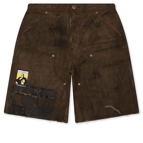 Sinned 4 Nothing Waxed Canvas Double Knee Short Brown