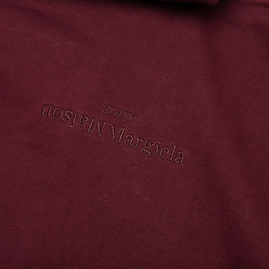 Logo Embroidered Long Sleeved Hoodie Burgundy