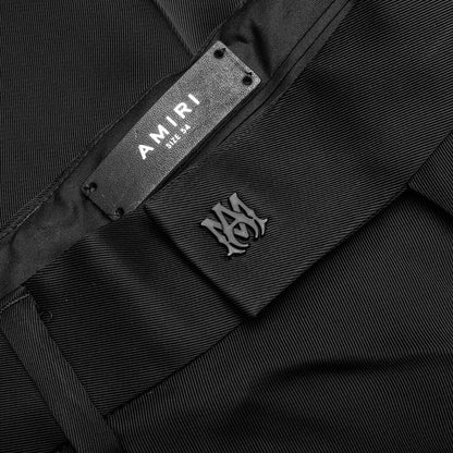 Double Pleat Shiny Trouser Black