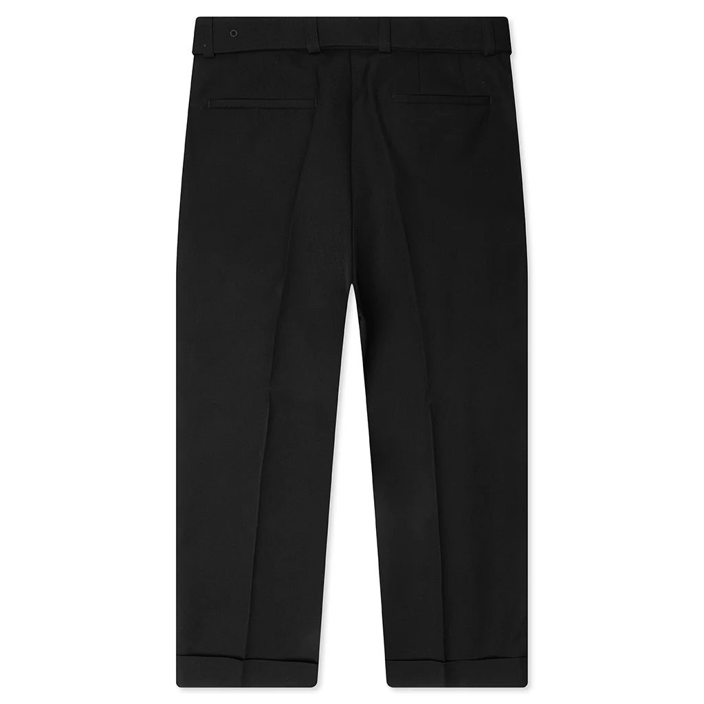 Gabardine Belted Trousers Black