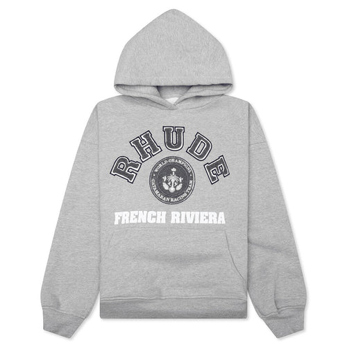 Rhude French Riviera Patch Hoodie Heather Gray