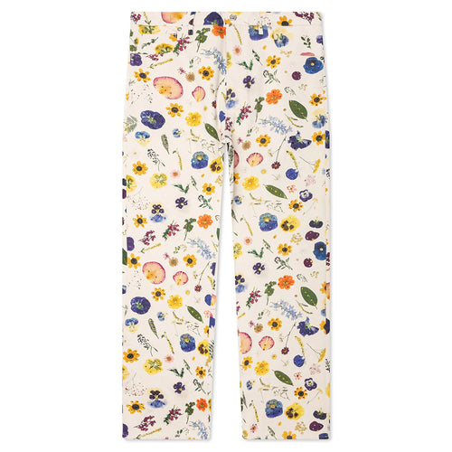 Floral Beaded Baggy Jean Pressed Flower