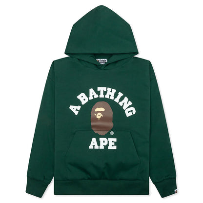 College Puffy Relaxed Fit Pullover Hoodie Green