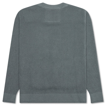 Embroidered Metal Logo Crewneck Titanium